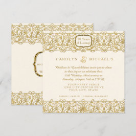Art Deco Nouveau 50th Gouden Jubileum Crème Kaart