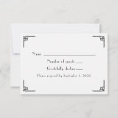  Art Deco Nouveau Black White RSVP Kaartje (Achterkant)