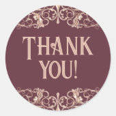 Art Deco Nouveau | Bourgondië Roze Goud Bedankt Ronde Sticker (Voorkant)