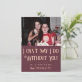 Art Deco Nouveau | Burgundy Blush Maid of Honor Kaart (Staand voorkant)