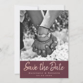 Art Deco Nouveau | Burgundy Roos Gold Blush Foto Save The Date (Voorkant)