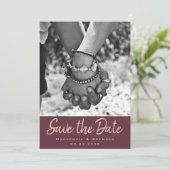 Art Deco Nouveau | Burgundy Roos Gold Blush Foto Save The Date (Staand voorkant)