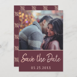 Art Deco Nouveau | Burgundy Roos Gold Blush Foto Save The Date