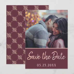 Art Deco Nouveau   Burgundy Roos Gold Blush Foto Save The Date
