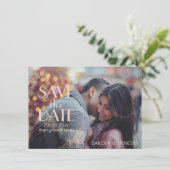 Art Deco Nouveau | Burgundy Roos Gold Blush Foto Save The Date (Staand voorkant)