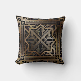Art deco, nouveau, elegant goud, zwart, elegant, kussen