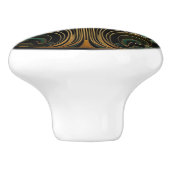 Art Deco Nouveau Elegant Turquoise Goud Zwart Keramische Knop (Zijkant)