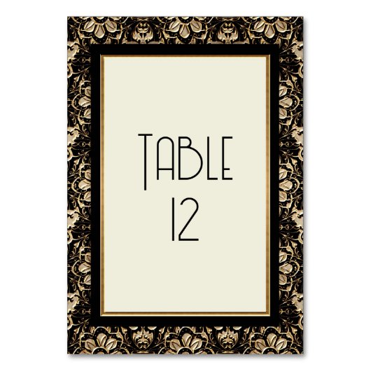 Art Deco Nouveau Elegant Zwart Wit Goud Bruiloft Kaart (Achterkant)