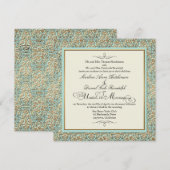 Art Deco Nouveau Faux Gold Floral Damask Lace Kaart (Voorkant / Achterkant)