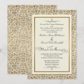 Art Deco Nouveau Faux Gold Floral Damask Lace Kaart (Voorkant / Achterkant)