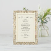 Art Deco Nouveau Faux Gold Floral Damask Lace Menu (Staand voorkant)