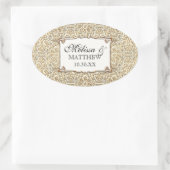 Art Deco Nouveau Faux Gold Floral Damask Lace Ovale Sticker (Tas)