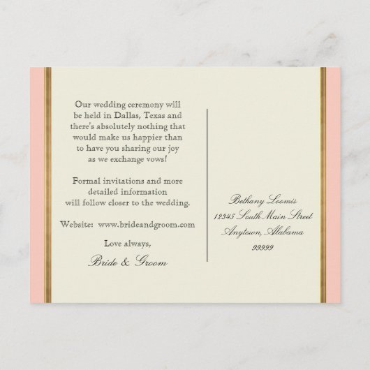 Art Deco Nouveau Faux Gold Floral Damask Lace Uitnodiging Briefkaart (Achterkant)