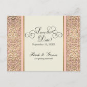 Art Deco Nouveau Faux Gold Floral Damask Lace Uitnodiging Briefkaart (Voorkant)