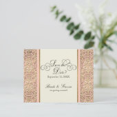 Art Deco Nouveau Faux Gold Floral Damask Lace Uitnodiging Briefkaart (Staand voorkant)