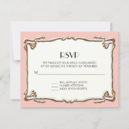 Art Deco Nouveau Gatsby Gold Formal Wedding RSVP Kaartje