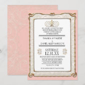Art Deco Nouveau Gatsby Pink Gold Elegant Wedding Kaart (Voorkant / Achterkant)