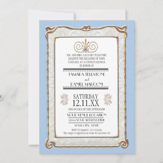 Art Deco Nouveau Gatsby Style Gold in Lace Kaart (Voorkant)