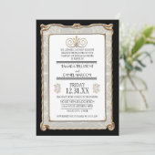 Art Deco Nouveau Gatsby Style Gold in Lace Kaart (Staand voorkant)