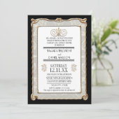 Art Deco Nouveau Gatsby Style Gold in Lace Kaart (Staand voorkant)