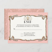 Art Deco Nouveau Gatsby Style Gold in Lace RSVP Kaartje (Voorkant / Achterkant)