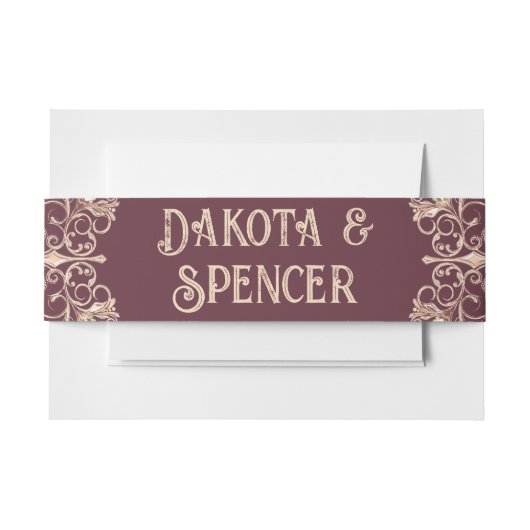 Art Deco Nouveau | Goud Roos van Bourgogne Uitnodigingen Wikkel (Voorkant Voorbeeld)