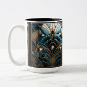 Art Deco Nouveau Goud Teal Zwart Tweekleurige Koffiemok (Links)