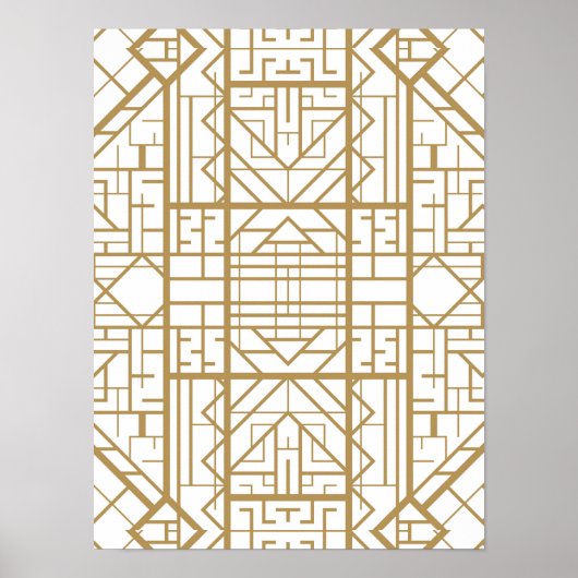 Art deco,nouveau,goud,wit,chic,,elegant,t poster (Voorkant)