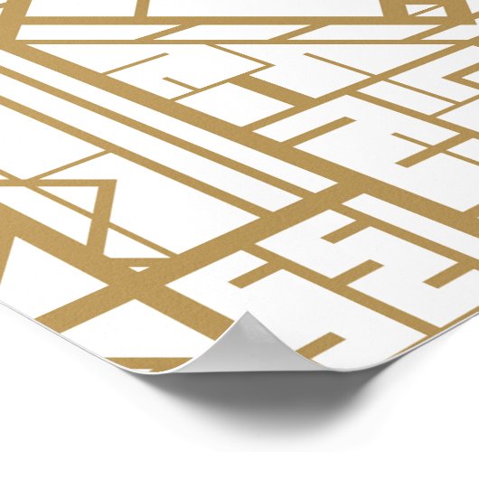 Art deco,nouveau,goud,wit,elegant,chic,patroon,t poster (Hoek)