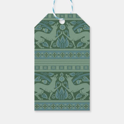 Art Deco Nouveau Hond Natuur Dierenpatroon Cadeaulabel (Voorkant)