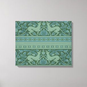 Art Deco Nouveau Hond Natuur Dierenpatroon Canvas Afdruk