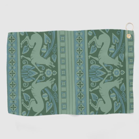 Art Deco Nouveau Hond Natuur Dierenpatroon Golfhanddoek (Horizontaal)