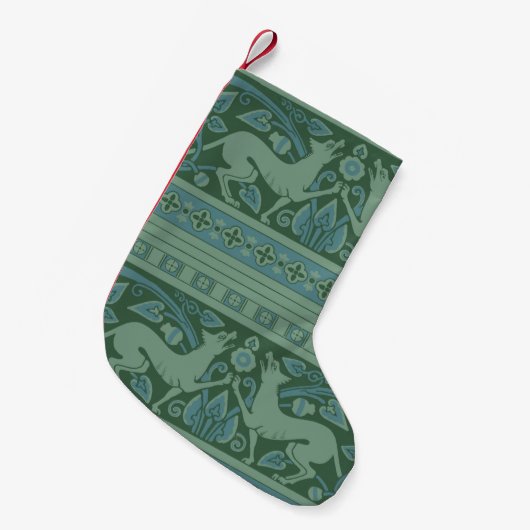 Art Deco Nouveau Hond Natuur Dierenpatroon Kleine Kerstsok (Voorkant (Hangend))