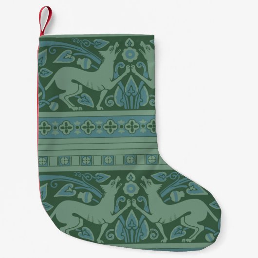 Art Deco Nouveau Hond Natuur Dierenpatroon Kleine Kerstsok (Voorkant)