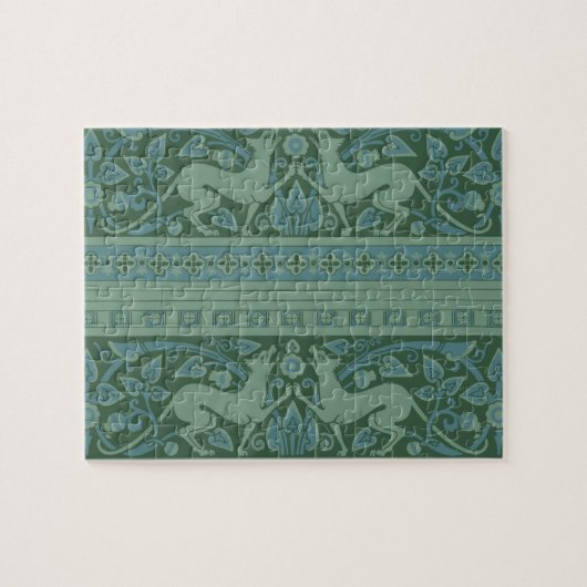 Art Deco Nouveau Hond Natuur Dierenpatroon Legpuzzel (Horizontaal)