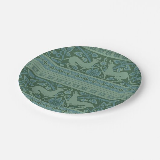 Art Deco Nouveau Hond Natuur Dierenpatroon Papieren Bordje (Gekanteld)