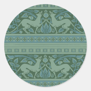 Art Deco Nouveau Hond Natuur Dierenpatroon Ronde Sticker