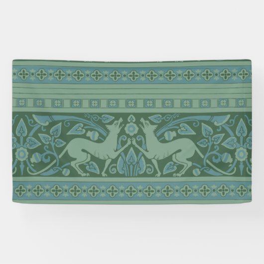Art Deco Nouveau Hond Natuur Dierenpatroon Spandoek (Horizontaal)