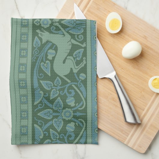 Art Deco Nouveau Hond Natuur Dierenpatroon Theedoek (Quarter Fold)