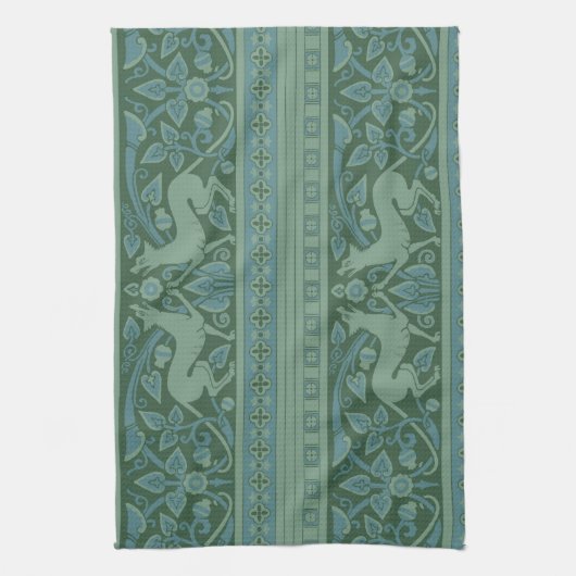 Art Deco Nouveau Hond Natuur Dierenpatroon Theedoek (Verticaal)