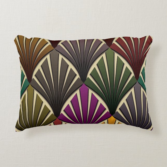 art deco, nouveau, hunter green, marineblauw, geel accent kussen (Voorkant)