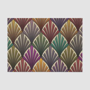 art deco, nouveau, hunter green, marineblauw, geel tissuepapier