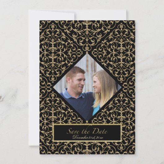 Art Deco Nouveau Lace Damask Golden Kaart (Voorkant)