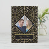 Art Deco Nouveau Lace Damask Golden Kaart (Staand voorkant)