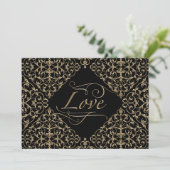 Art Deco Nouveau Lace Damask Golden Kaart (Staand voorkant)