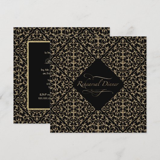 Art Deco Nouveau Lace Damask Golden Kaart (Voorkant / Achterkant)