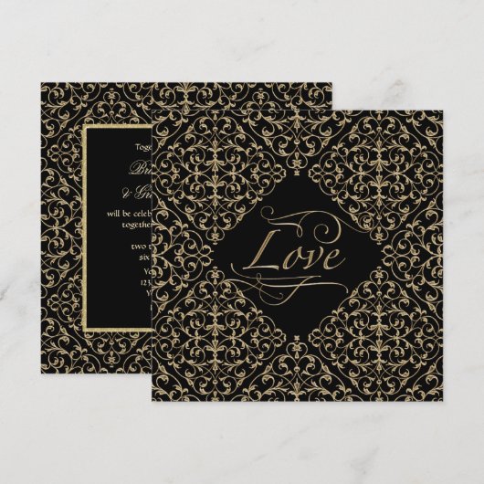 Art Deco Nouveau Lace Damask Golden Kaart (Voorkant / Achterkant)