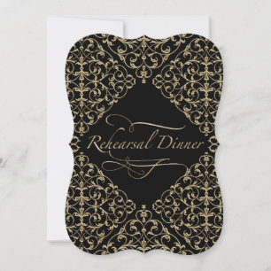Art Deco Nouveau Lace Damask Golden Kaart