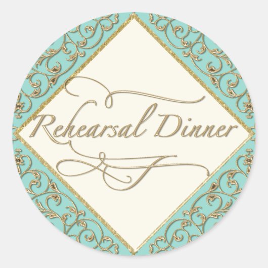 Art Deco Nouveau Lace Damask Golden Ronde Sticker (Voorkant)