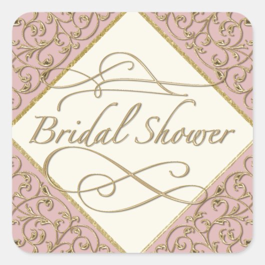 Art Deco Nouveau Lace Damask Golden Vierkante Sticker (Voorkant)